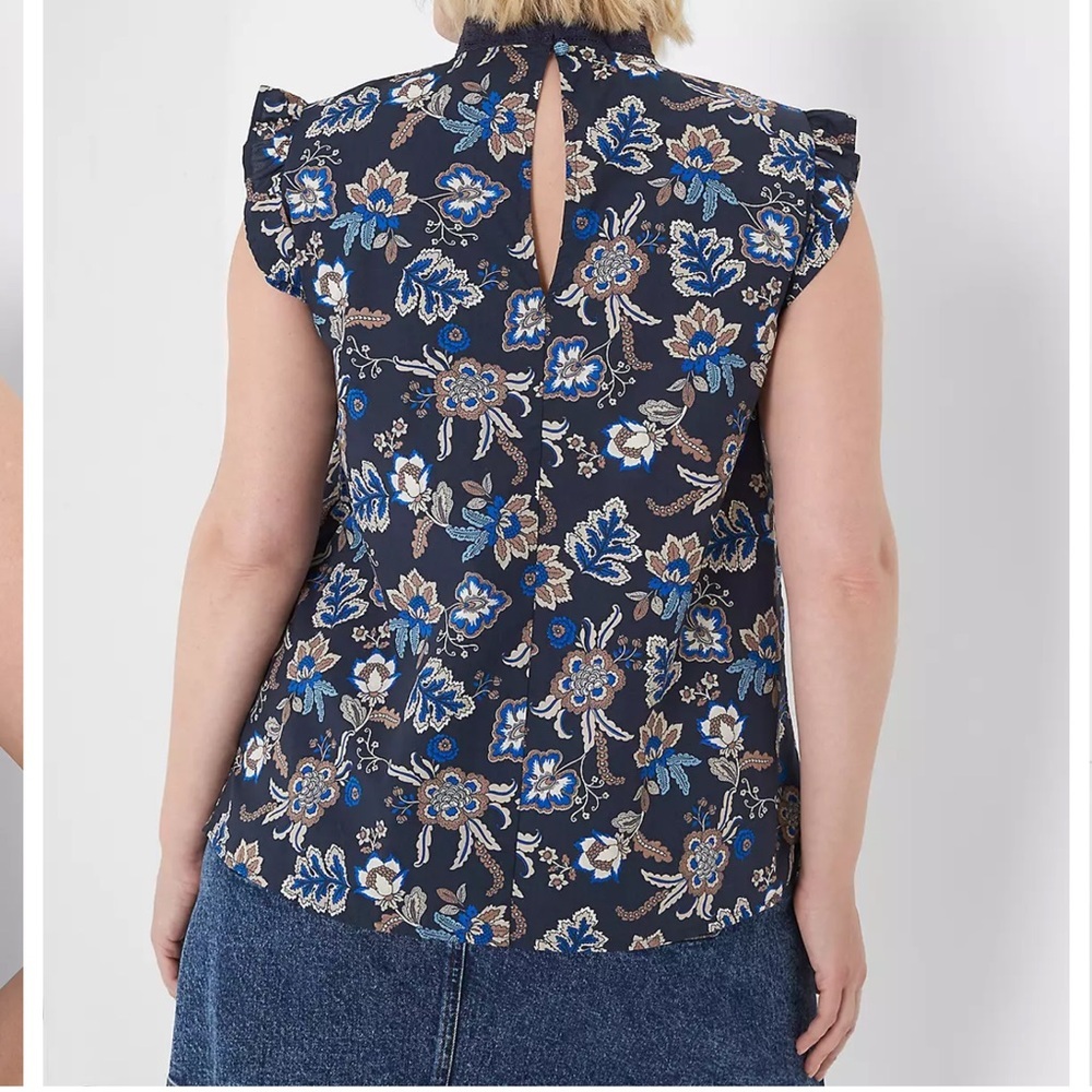 Lane Bryant Ruffle Cap-Sleeve Lace-Trim Top - Picture 2 of 7